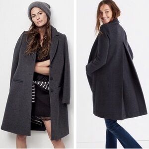 Madewell Teatro Wool Blend Swing Coat in Charcoal Grey